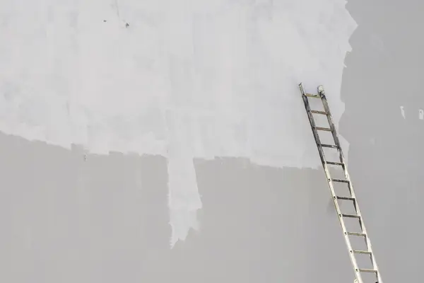 Exterior painting in Cedar Rapids: ladder against a freshly primed wall